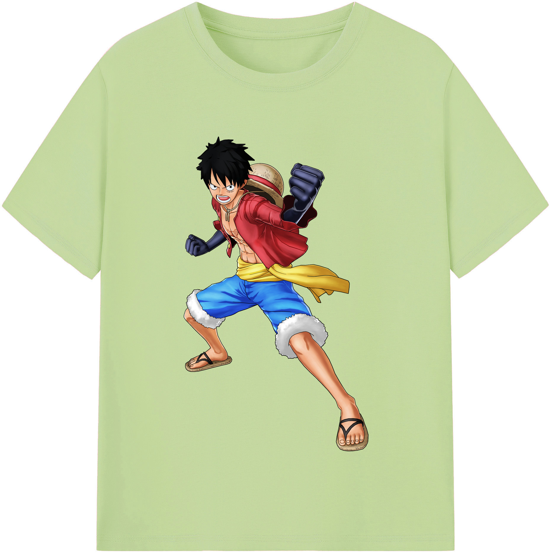 ワンピース モンキー・D・ルフィ ONE PIECE Monkey D. Luffy 綿100％半袖Tシャツ（フロントプリント）